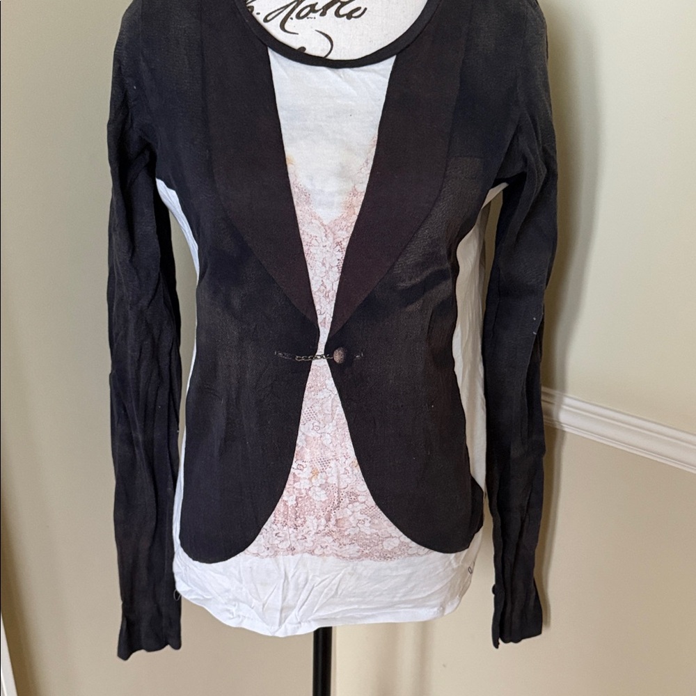 Paul Smith 3D Black and White Long Sleeve Top Size XL